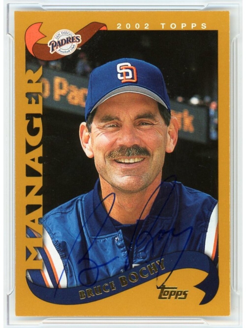 Bruce Bochy Signed 2002 Topps #277 San Diego Padres Beckett BAS Slabbed Auto